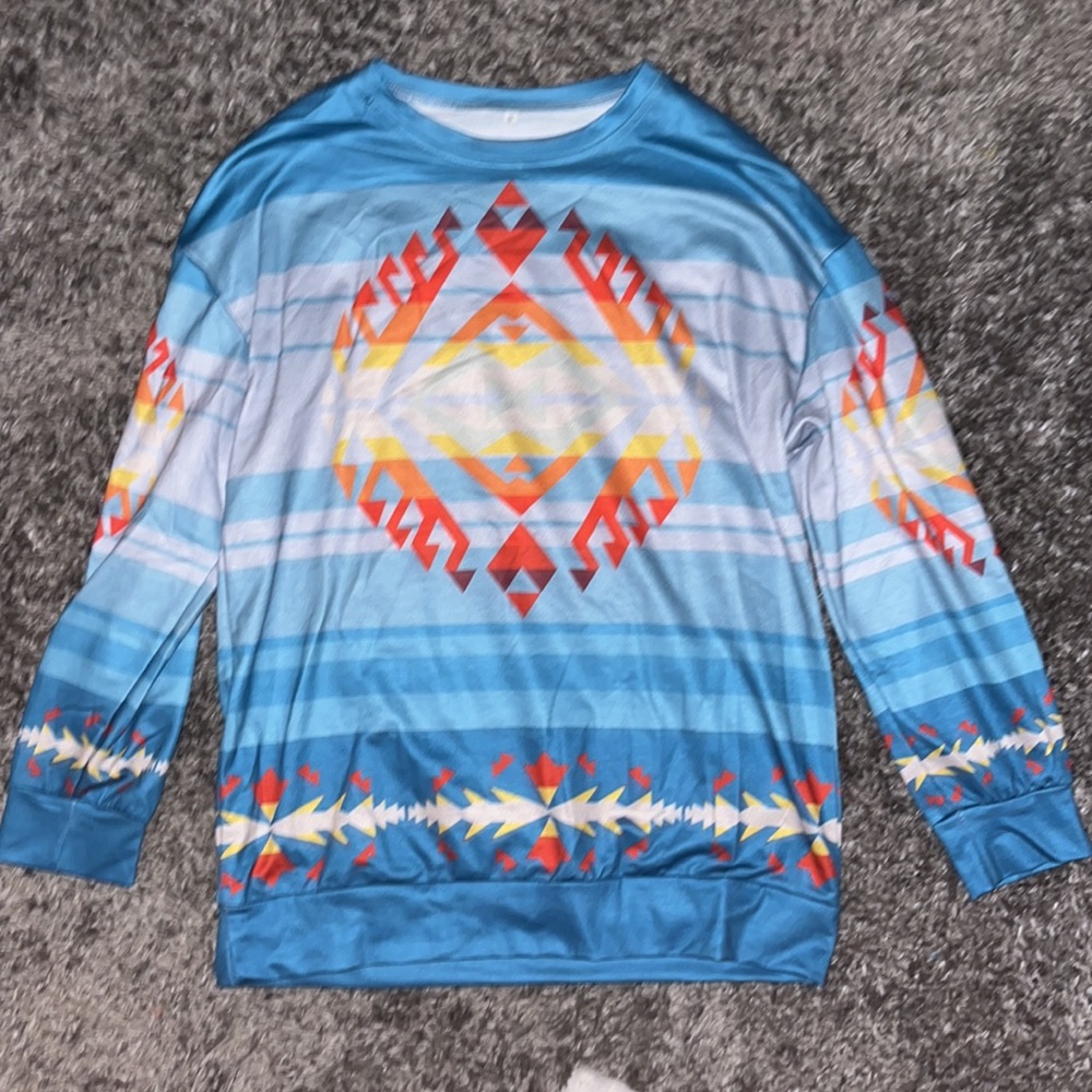 Aztec Print Crew Neck